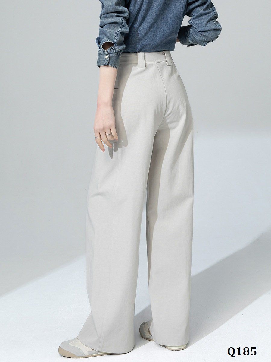  Q185-Quần Denim Lụa Ống Suông Túi Kiểu 