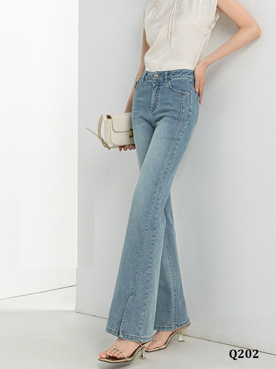  Q202-Quần Jeans Ống Ôm Loe Túi Bướm 