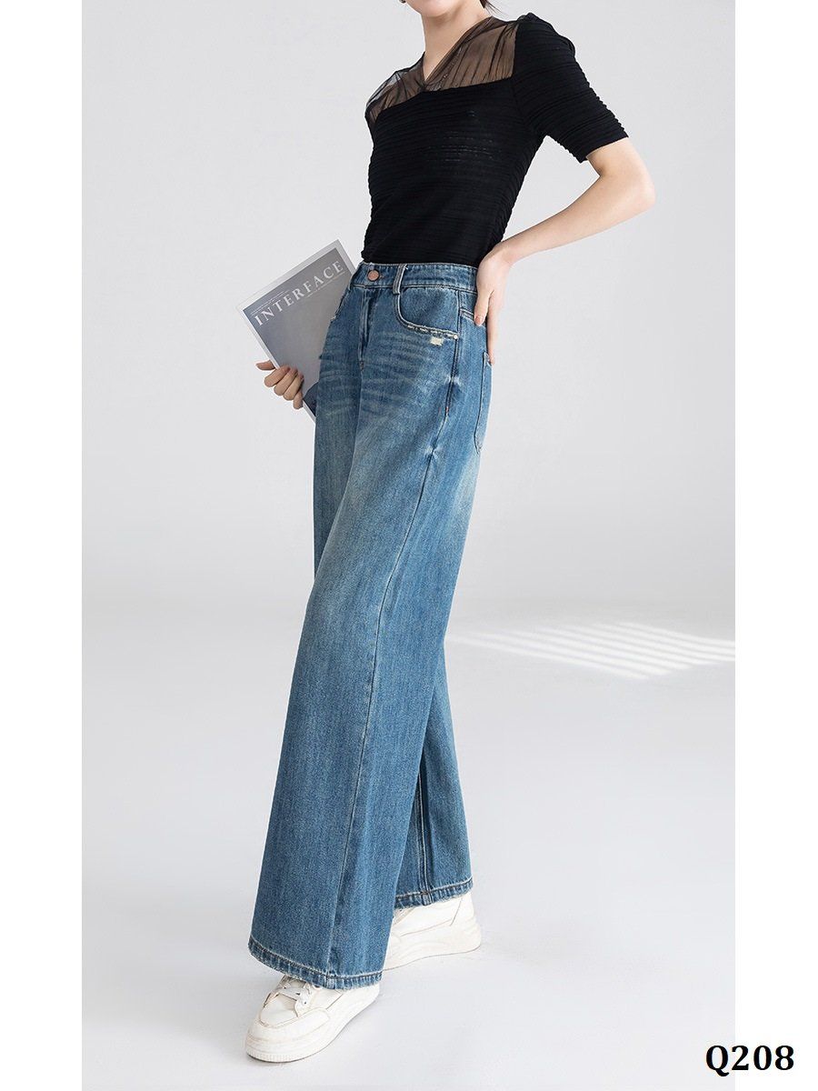  Q208-Quần Jeans Ống Rộng Wash Túi 