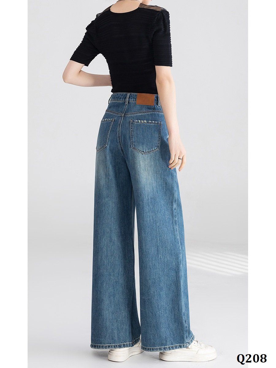  Q208-Quần Jeans Ống Rộng Wash Túi 