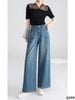 Q208-Quần Jeans Ống Rộng Wash Túi