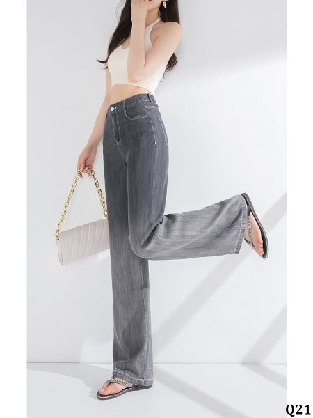  Q21-Quần Jeans Lụa Suông Xám 