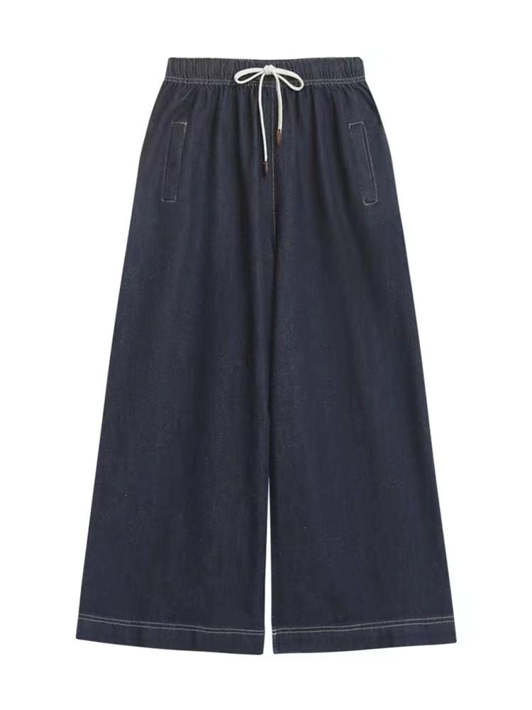  Q212-Quần Jeans Ống Rộng Dây Rút 