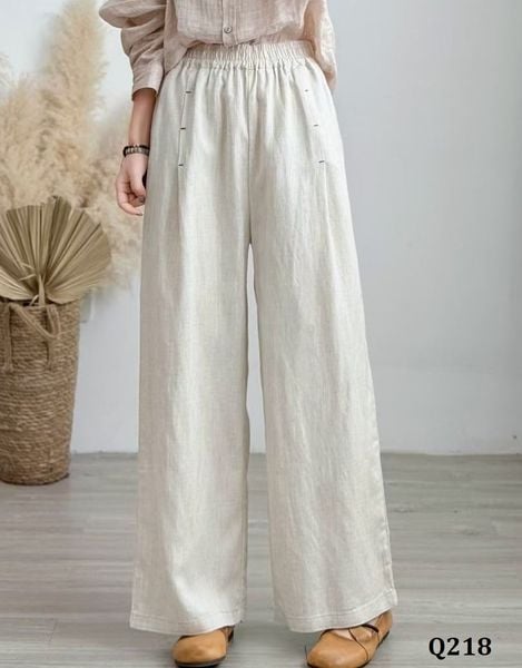  Q218-Quần Linen Ống Rộng Li Kiểu Nghệ Thuật 