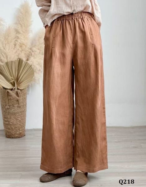  Q218-Quần Linen Ống Rộng Li Kiểu Nghệ Thuật 