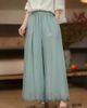 Q238-Quần Ramie Ống Rộng Hai Lớp Retro Viền Ren Thêu Nghệ Thuật