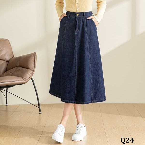  Q24-Chân Váy Chữ A Denim Thanh Lịch 