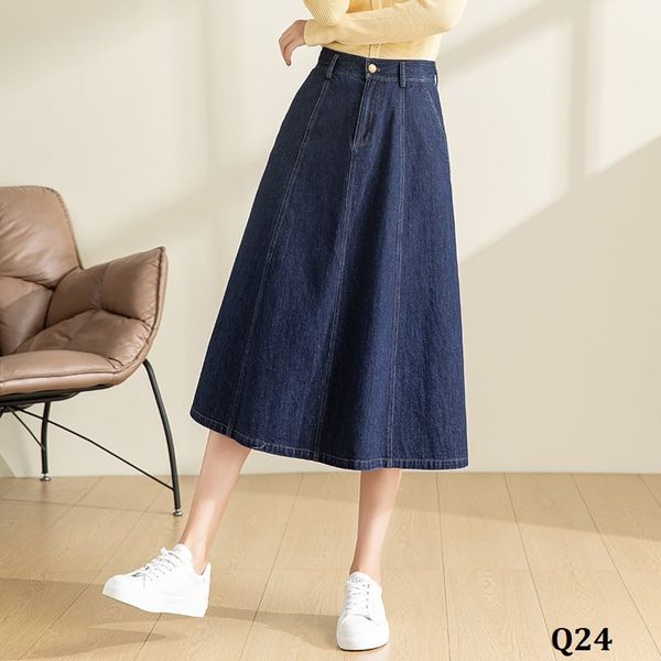  Q24-Chân Váy Chữ A Denim Thanh Lịch 