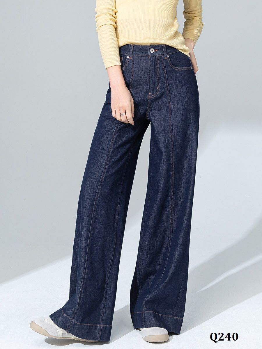  Q240-Quần Jeans Lụa Ống Rộng Co Dãn 4 Chiều 