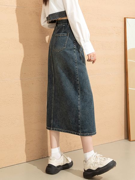  Q25-Chân Váy Chữ A Denim Túi Trước 