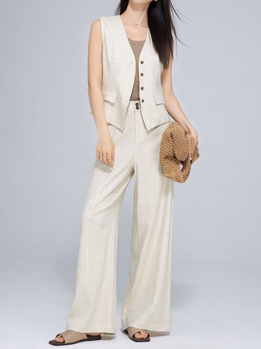  Q259-A639-Quần Linen Lụa Mềm Mại Thời Trang Vest 