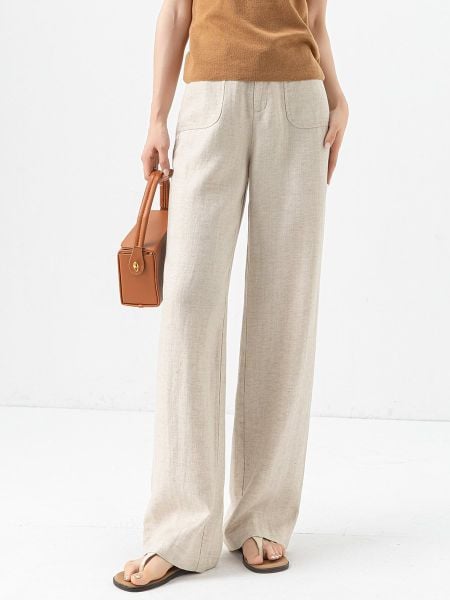  Q264-Quần Linen Lụa Ống Rộng Túi Trước 