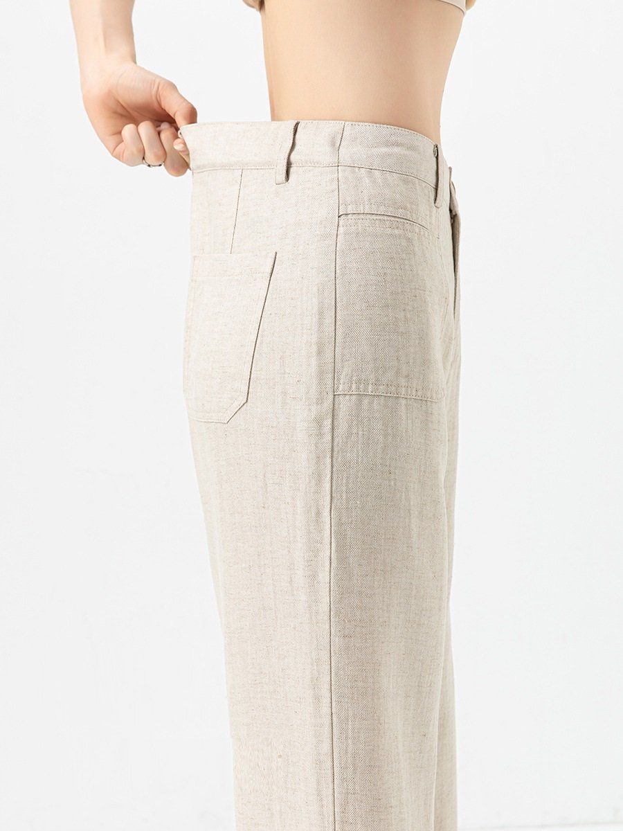  Q264-Quần Linen Lụa Ống Rộng Túi Trước 