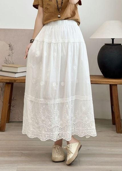  Q266-Chân Váy Ren Thêu Xòe Nhẹ Nhàng Kiểu Pháp 
