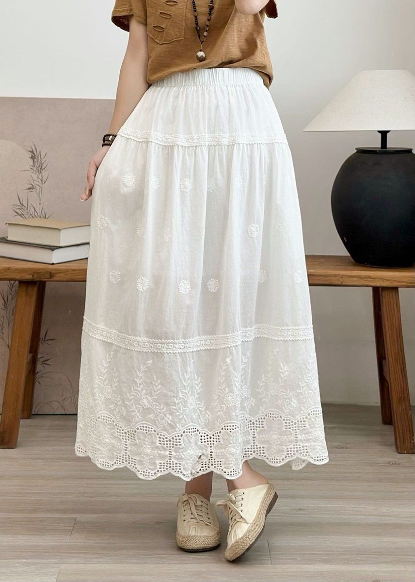  Q266-Chân Váy Ren Thêu Xòe Nhẹ Nhàng Kiểu Pháp 