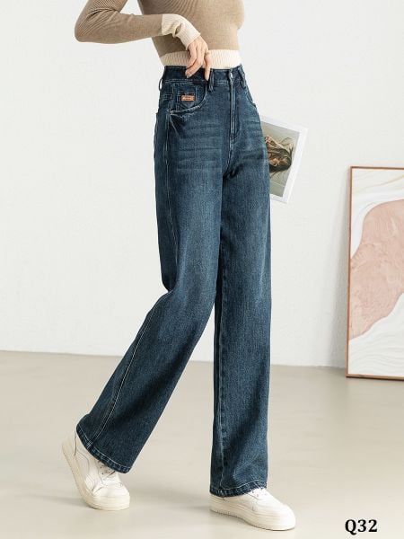  Q32-Quần Jeans Lưng Cao Túi Sau Cách Điệu 