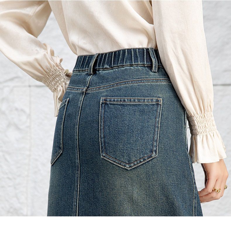  Q42-Chân Váy Jeans Co Dãn Túi Kiểu 