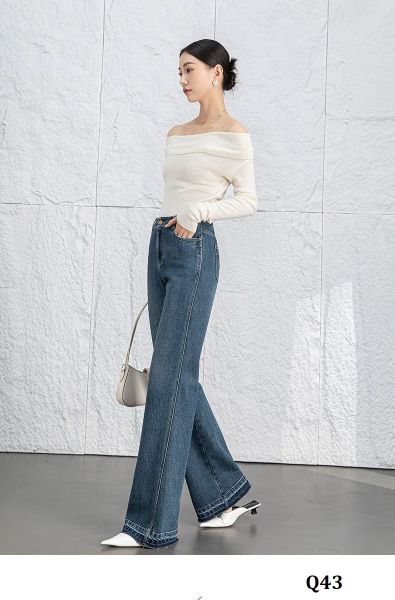  Q43-Quần Jeans Ống Loe Lai Kiểu 