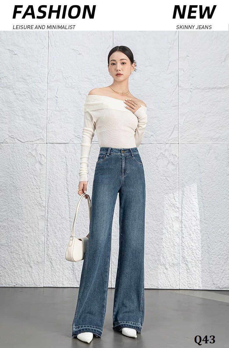  Q43-Quần Jeans Ống Loe Lai Kiểu 