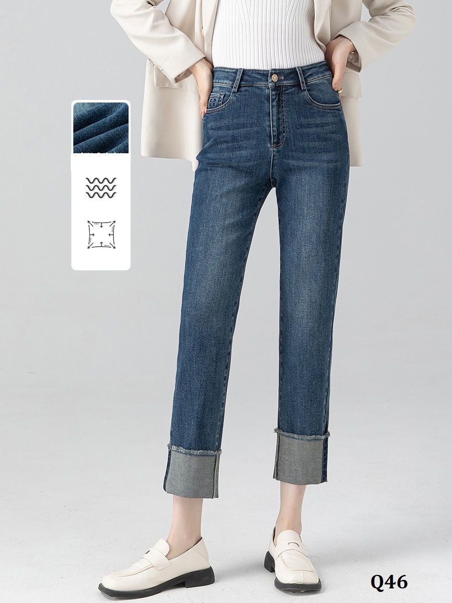  Q46-Quần Jeans 9 Tấc Gấp Gấu 