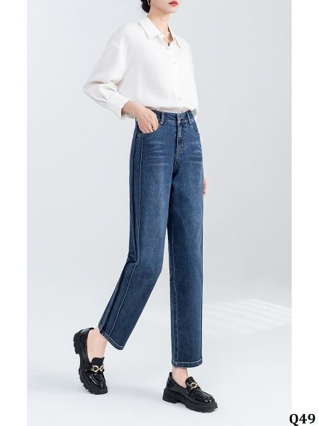  Q49-Quần Jeans 9 Tấc Wash Chỉ Sườn 