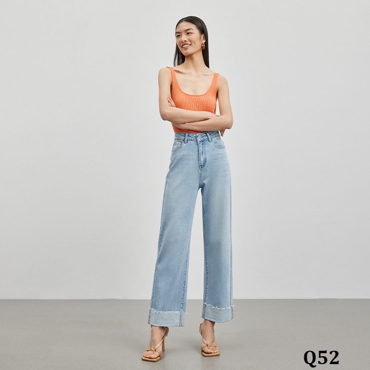  Q52-Quần Jeans Co Dãn Eo Cao 9 Tấc 