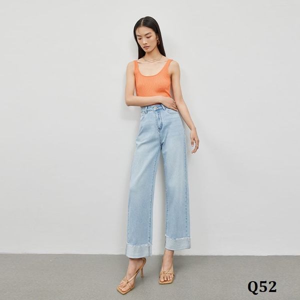  Q52-Quần Jeans Co Dãn Eo Cao 9 Tấc 