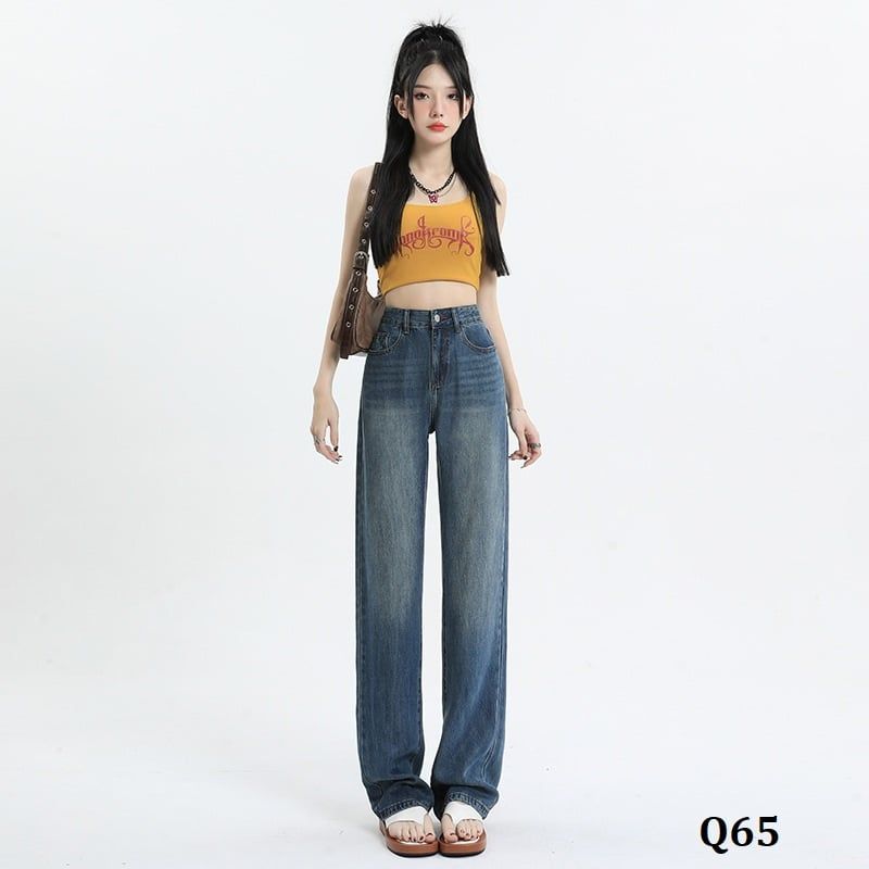  Q65-Quần Jeans Lụa Ống Suông Wash 