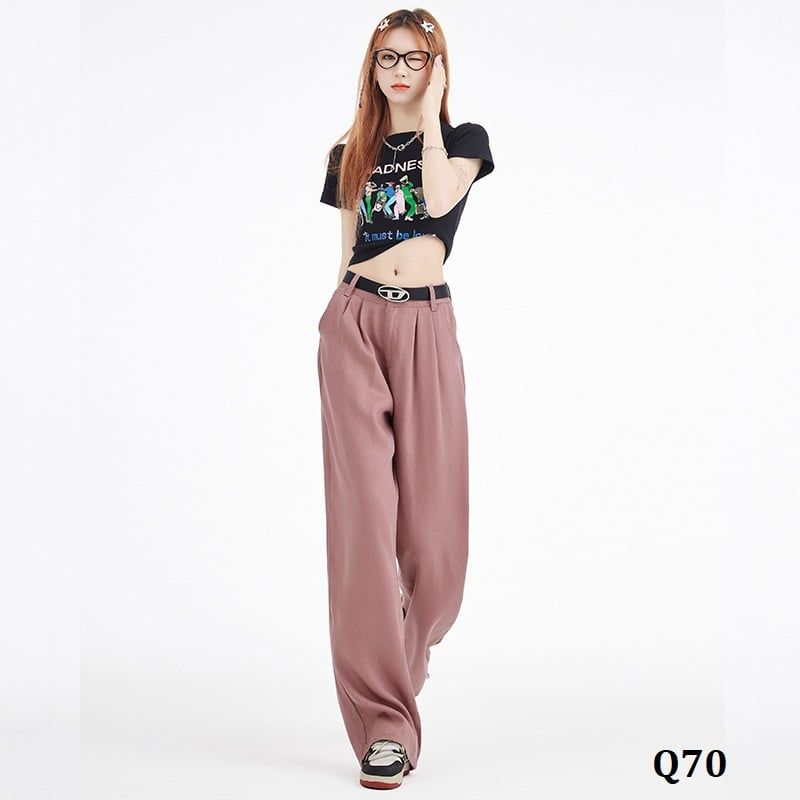  Q70-Quần Jeans Lụa Ống Suông Rộng 