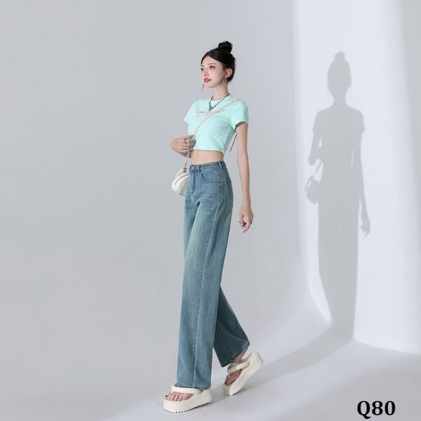  Q80-Quần Jeans Ống Đứng Wash Nhẹ 