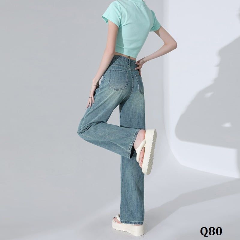  Q80-Quần Jeans Ống Đứng Wash Nhẹ 