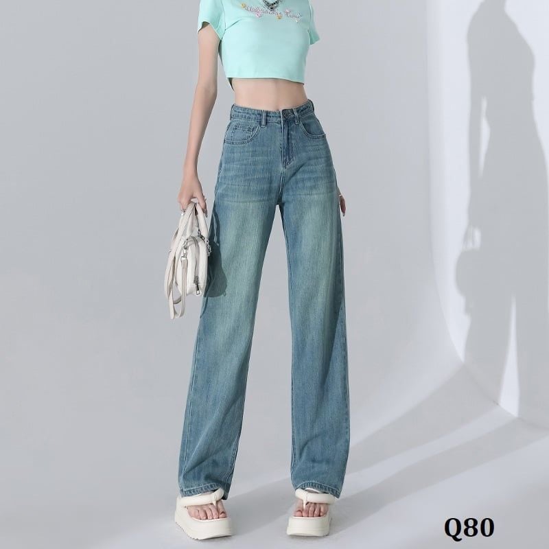  Q80-Quần Jeans Ống Đứng Wash Nhẹ 