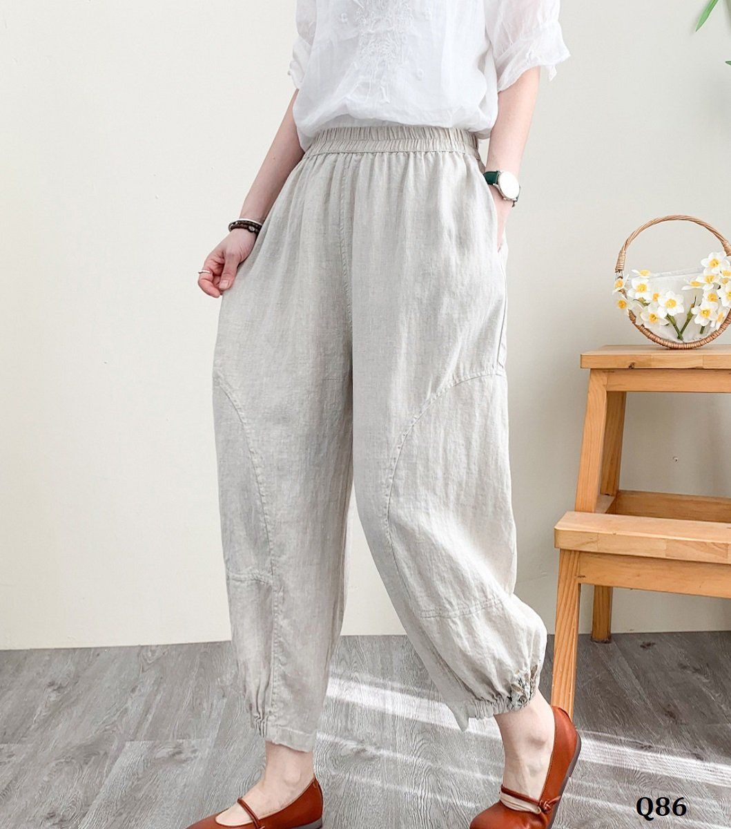  Q86-Quần Linen Thổ Thêu Lai 