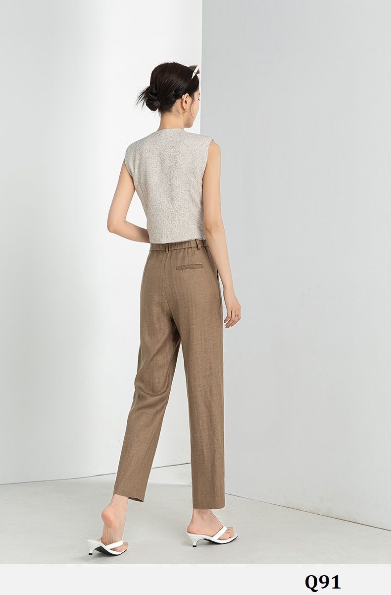  Q91-Quần Linen Lụa Viền Lưng 9 Tấc 