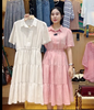 D194-Đầm Linen Tencel Nhún Tầng Màu Loang