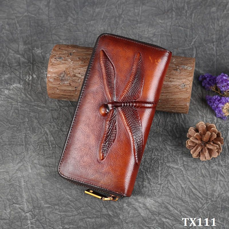  TX111-Ví Cầm Tay Da Thật Chuồn Chuồn 