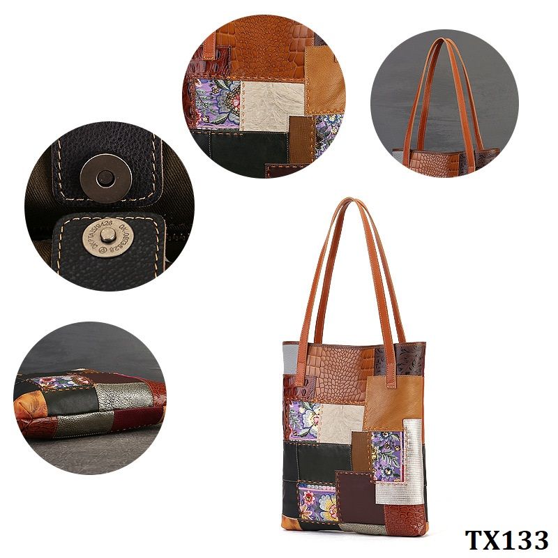  TX133-Túi Xách Da Thật Phối Màu 