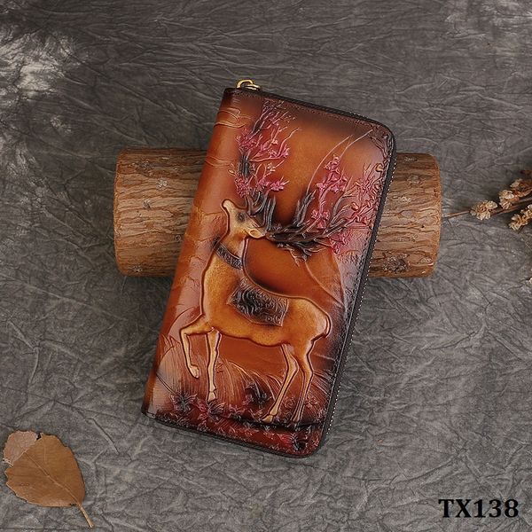  TX138-Ví Cầm Tay Da Thật Hươu Nai 