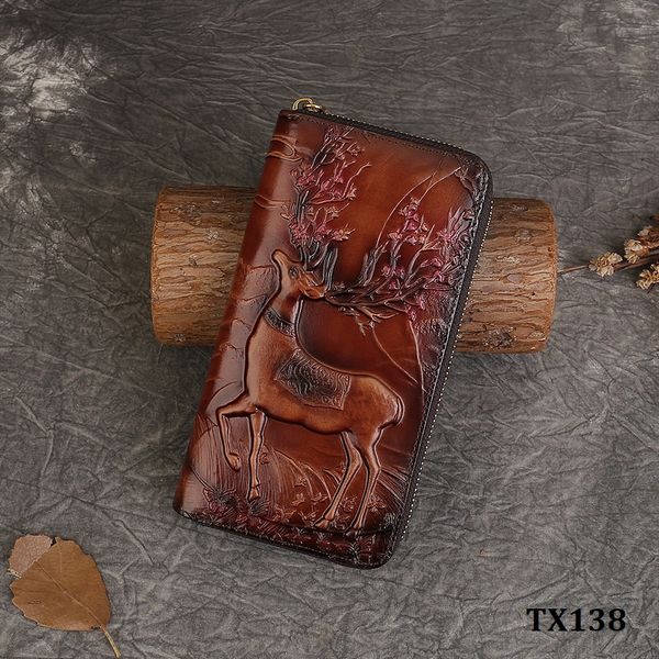 TX138-Ví Cầm Tay Da Thật Hươu Nai 