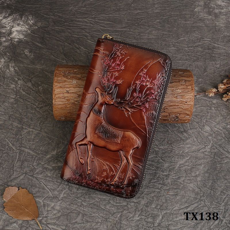  TX138-Ví Cầm Tay Da Thật Hươu Nai 