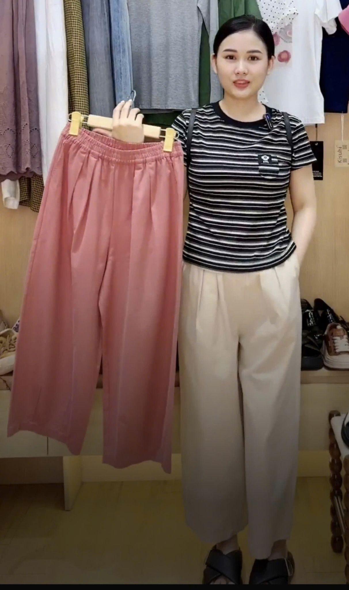 Q155-Quần Kaki Lụa Lưng Thun 