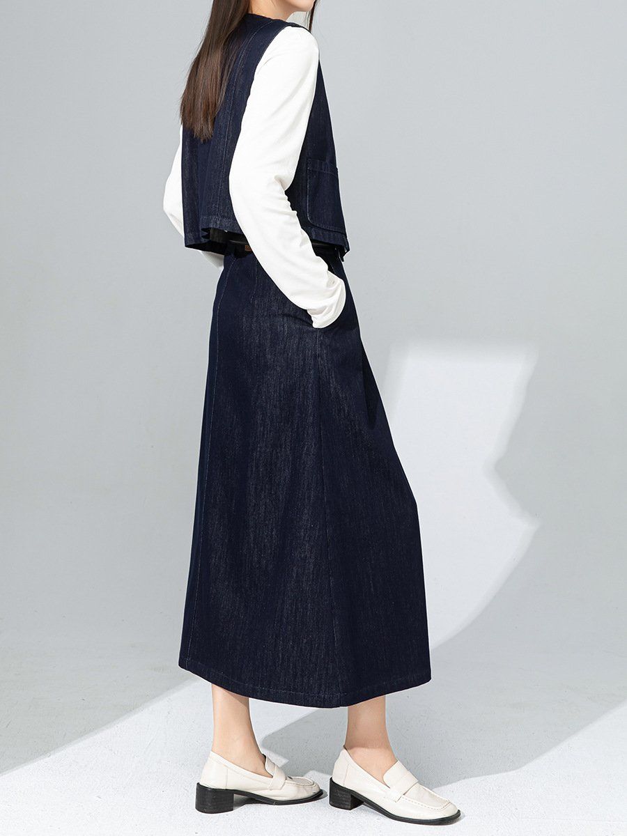  V03-A638-Váy Denim Thanh Lịch Hong Kong 