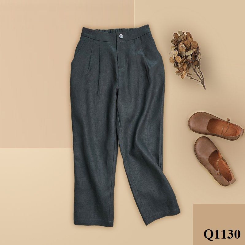  Q1130- Quần Baggy Linen Xếp Ly 