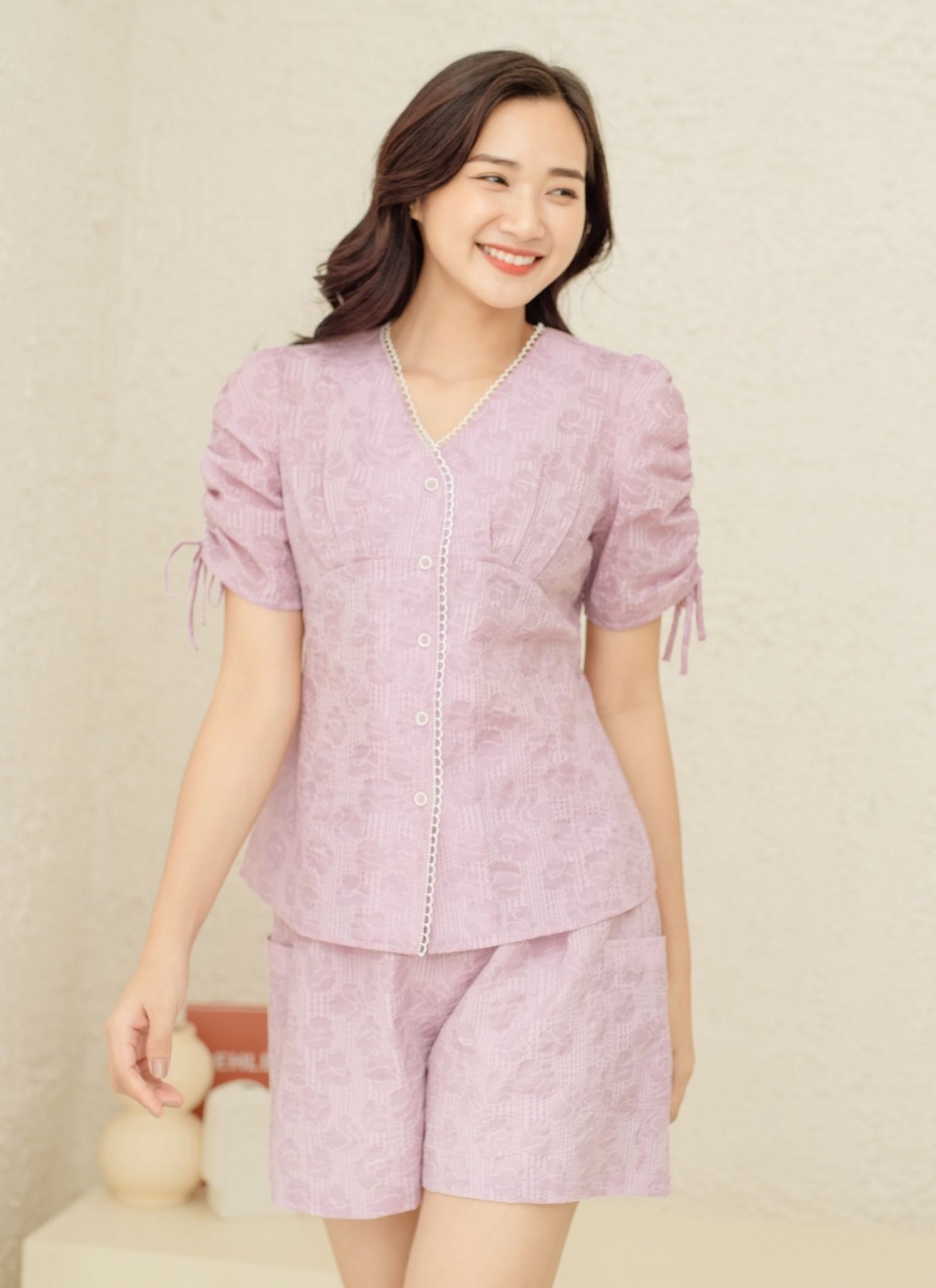  S009_ Sét Cotton Dập Hoa Cổ Tim Ren 