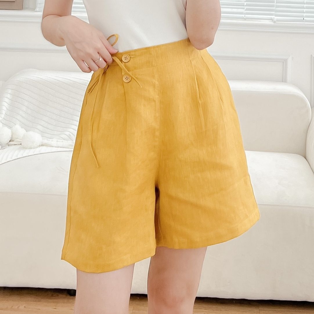  Q1128- Quần  Short Linen Dây Rút Hông 