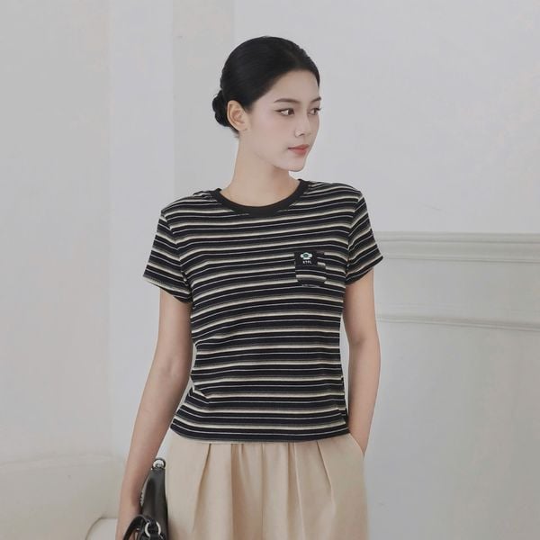  AT14-Áo Thun Sọc Phối Túi 