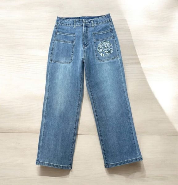  Q188-Quần Jeans 9 Tấc Thêu Túi 