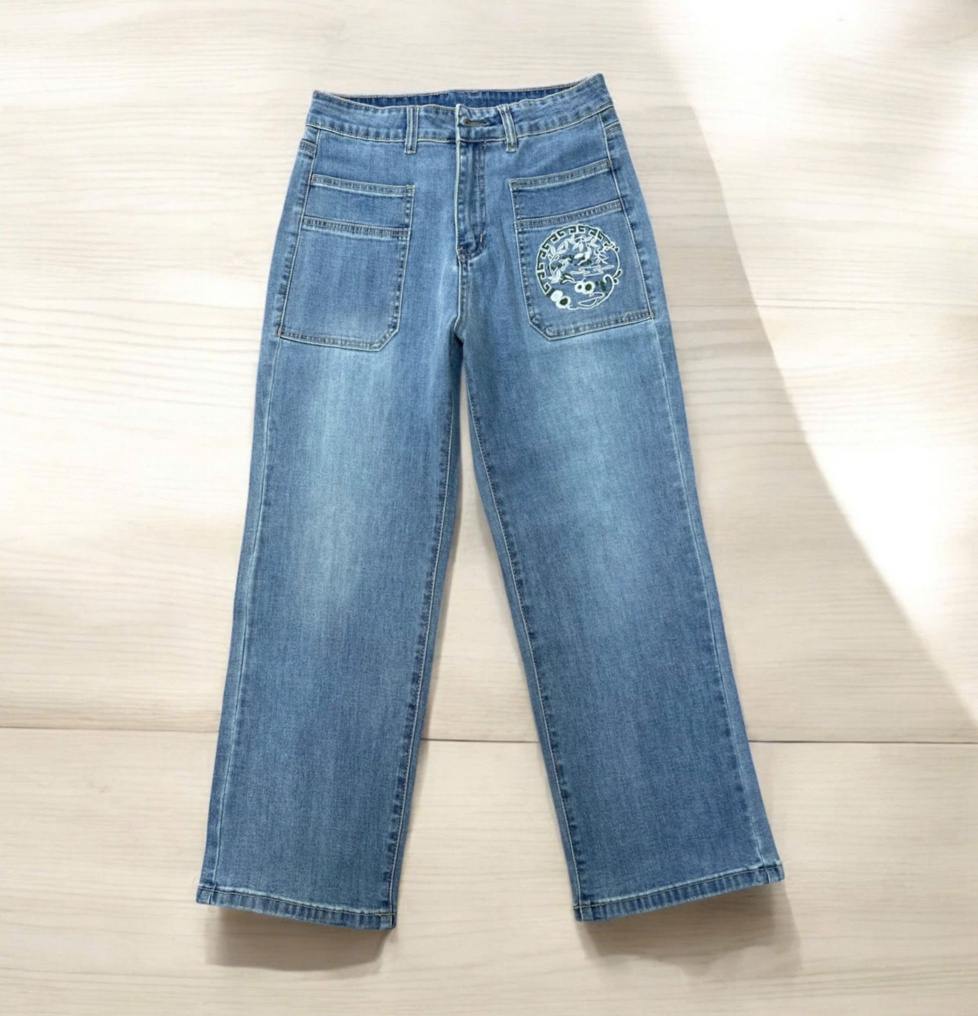  Q188-Quần Jeans 9 Tấc Thêu Túi 