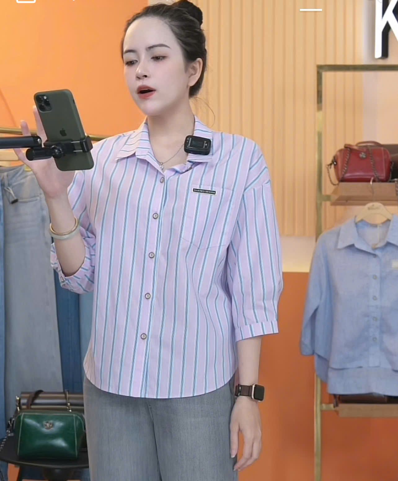  A578-Áo Sơ Mi Sọc Cotton 