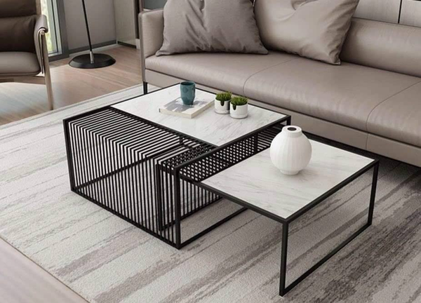  Bộ Bàn Trà Đôi Khung Sắt Hiện Đại- Bt24 